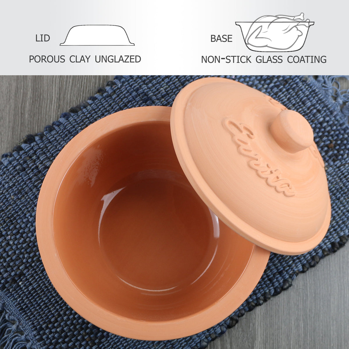 Eurita Clay Roaster Dutch Oven, 2 Quarts
