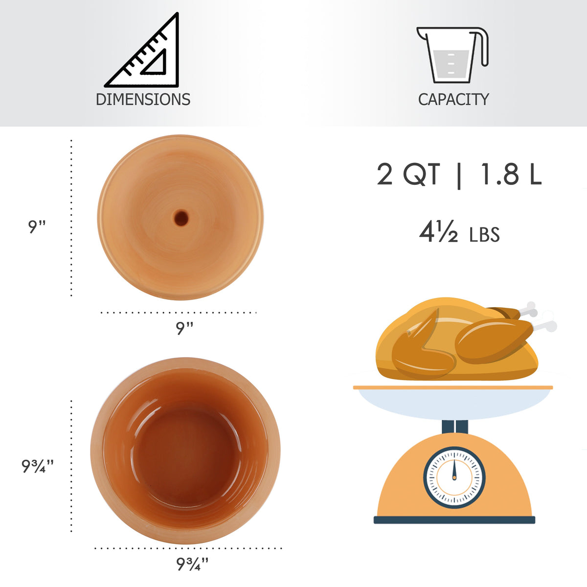 Eurita Clay Roaster Dutch Oven, 2 Quarts