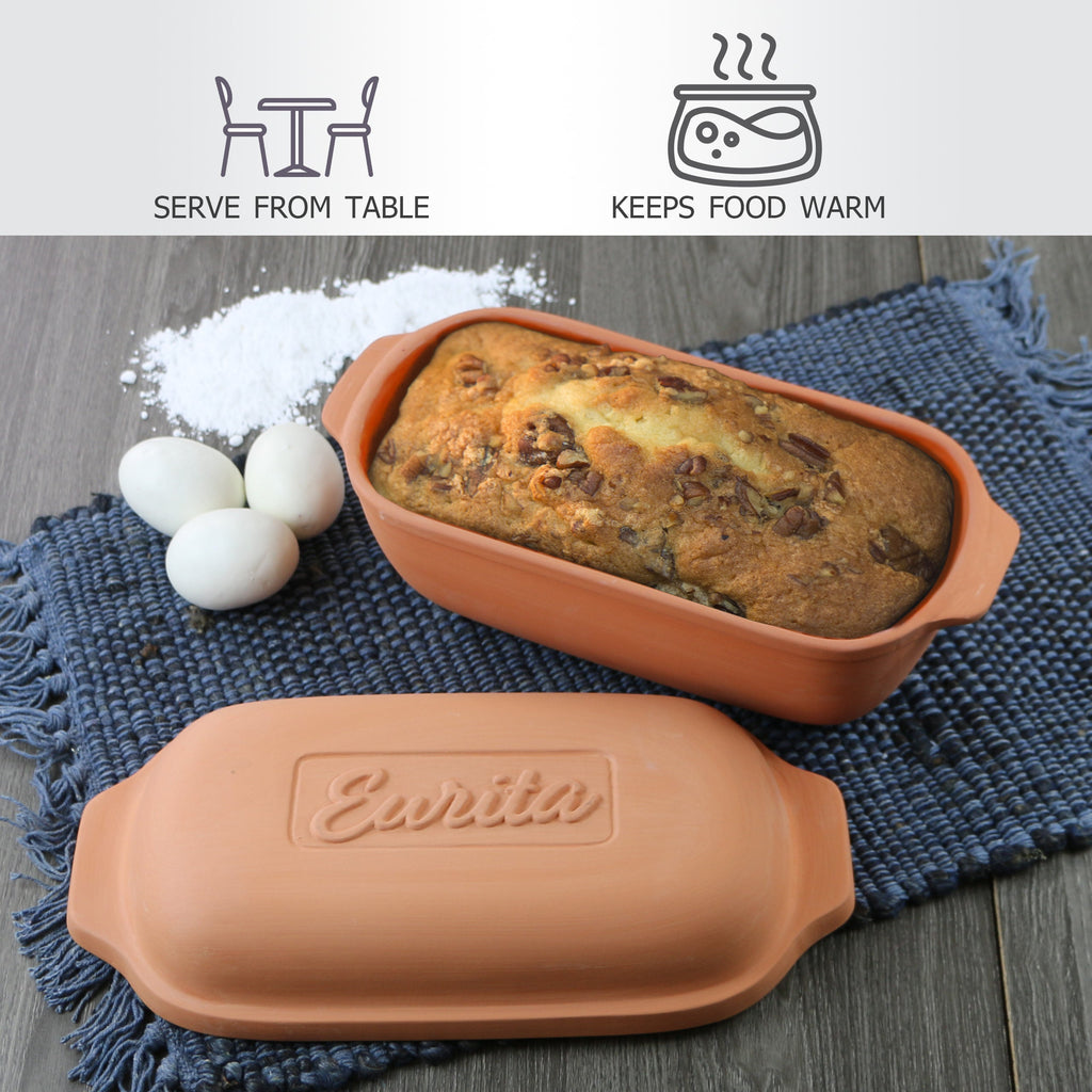 Eurita Clay Loaf Pan with Lid, 2 Quarts