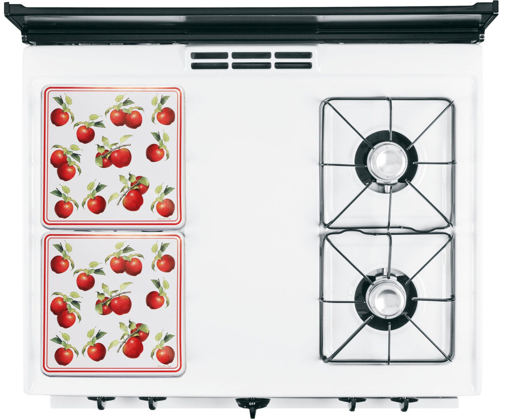 Reston Lloyd Calypso Basics 4-Piece Square Tin Burner Cover Set for Gas Stoves, Heirloom Apple