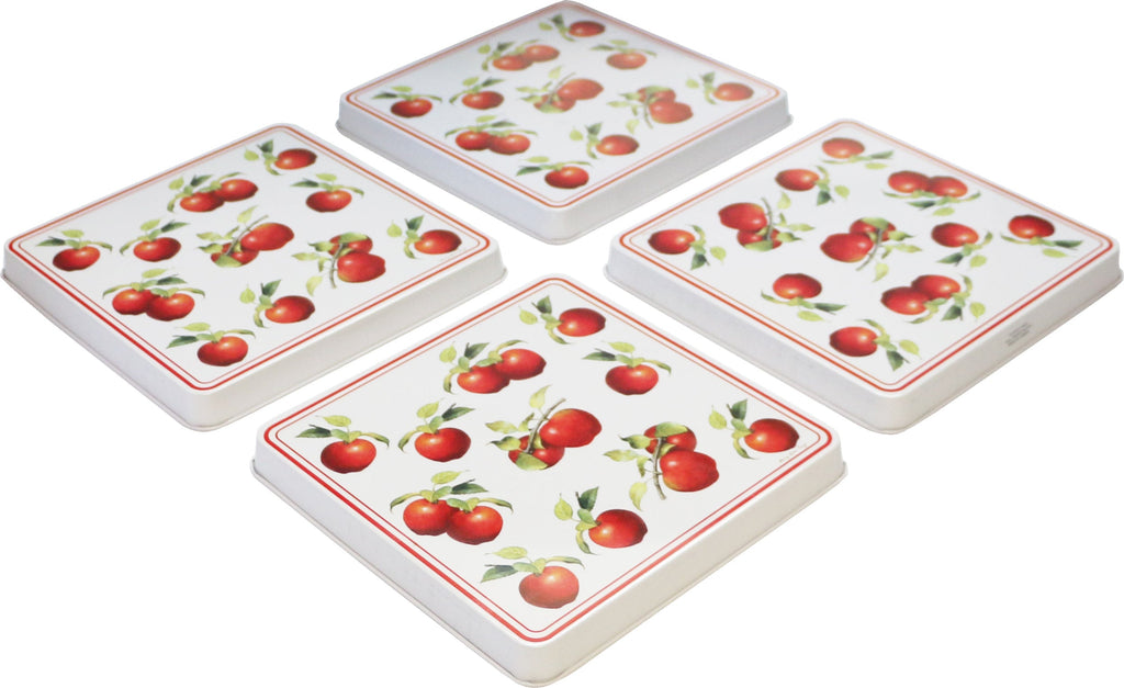 Reston Lloyd Calypso Basics 4-Piece Square Tin Burner Cover Set for Gas Stoves, Heirloom Apple