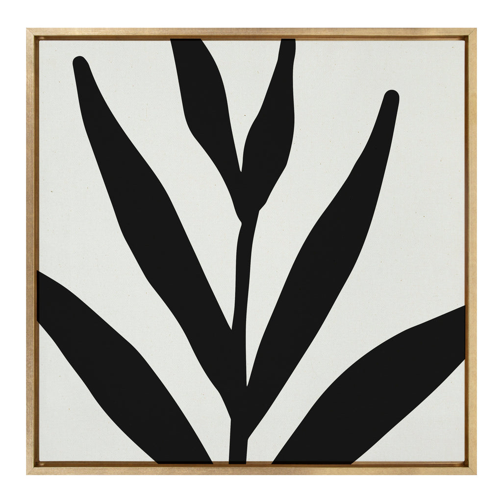 Sylvie Modern Botanical Neutral Abstract 1 Framed Canvas by The Creative Bunch Studio