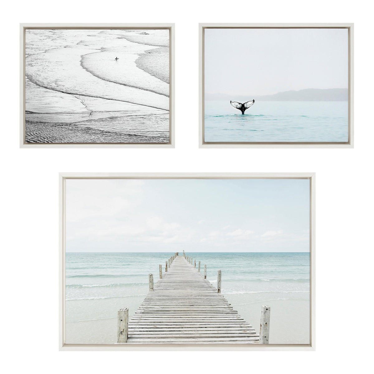 Sylvie Ocean Beach Framed Canvas Set of 3