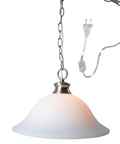 Entertainer Plug-In Swag Pendant Light, Milky White Glass, Polished Nickel Finish, 16"W