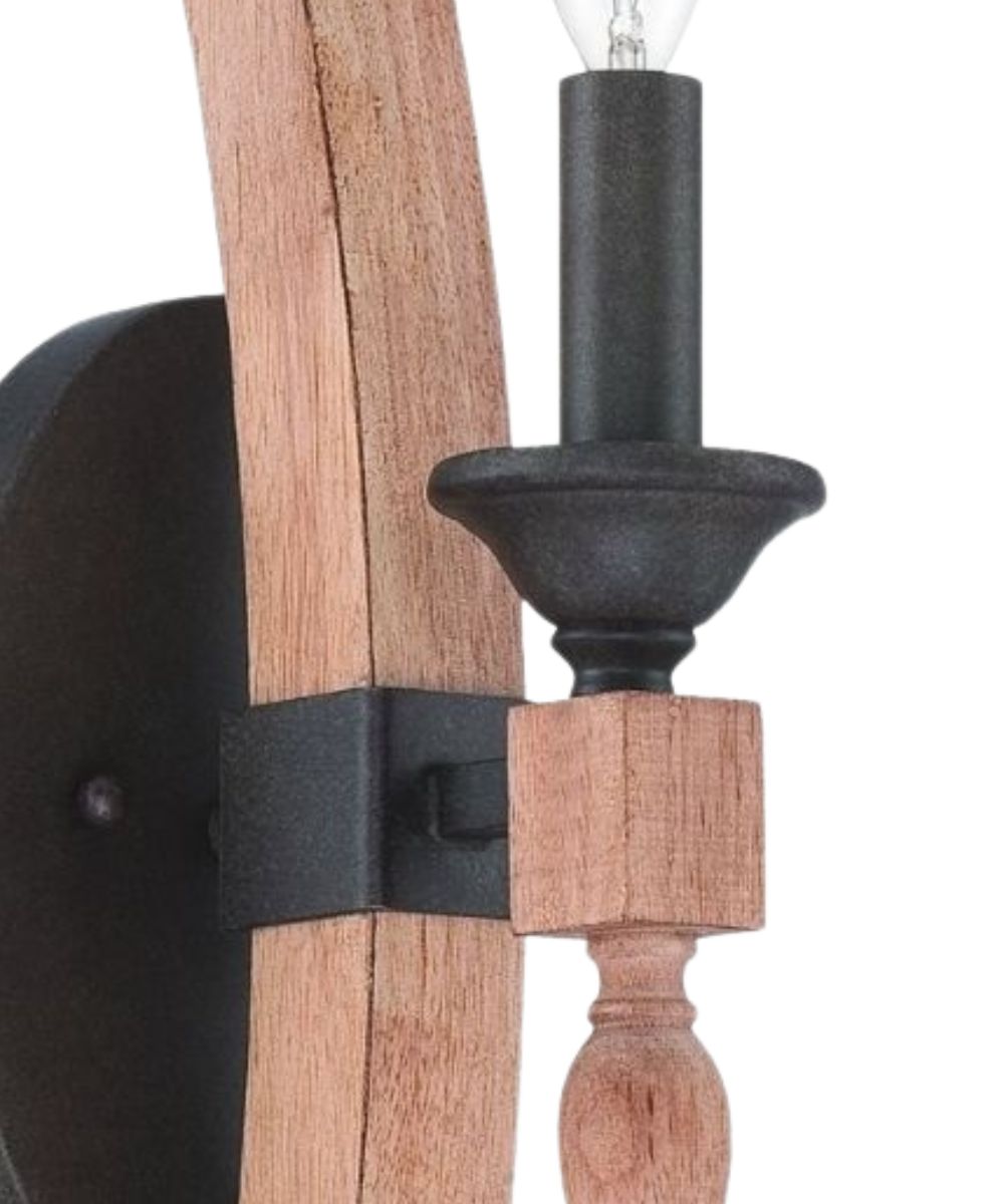 Craftmade Glenwood 1-Light Wall Sconce, Aged Bronze and Distressed Oak Finish, 5"W