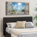 Morning Beach Window Scenery Canvas Wall Art