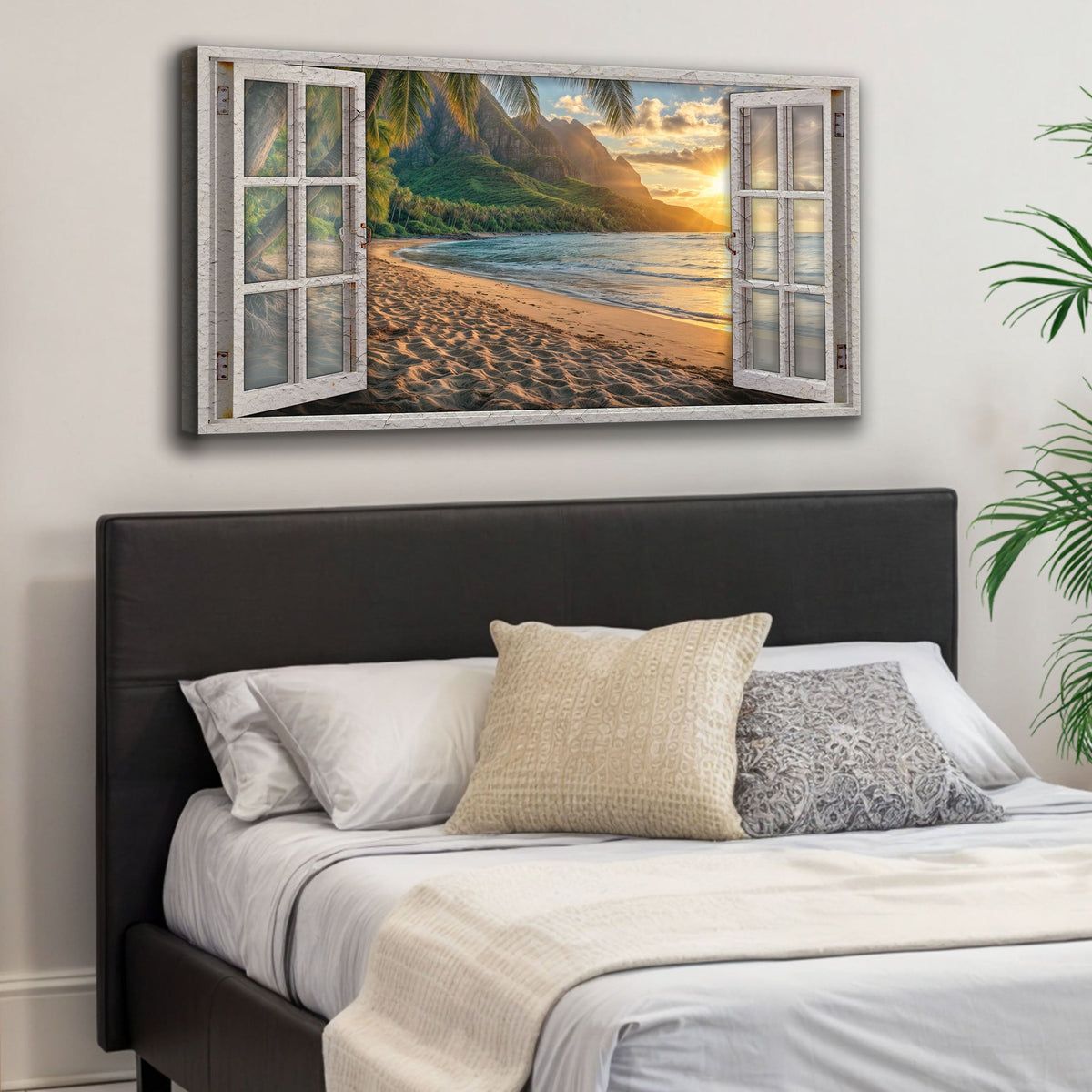 Beachfront Dreams Window Scenery Canvas Wall Art