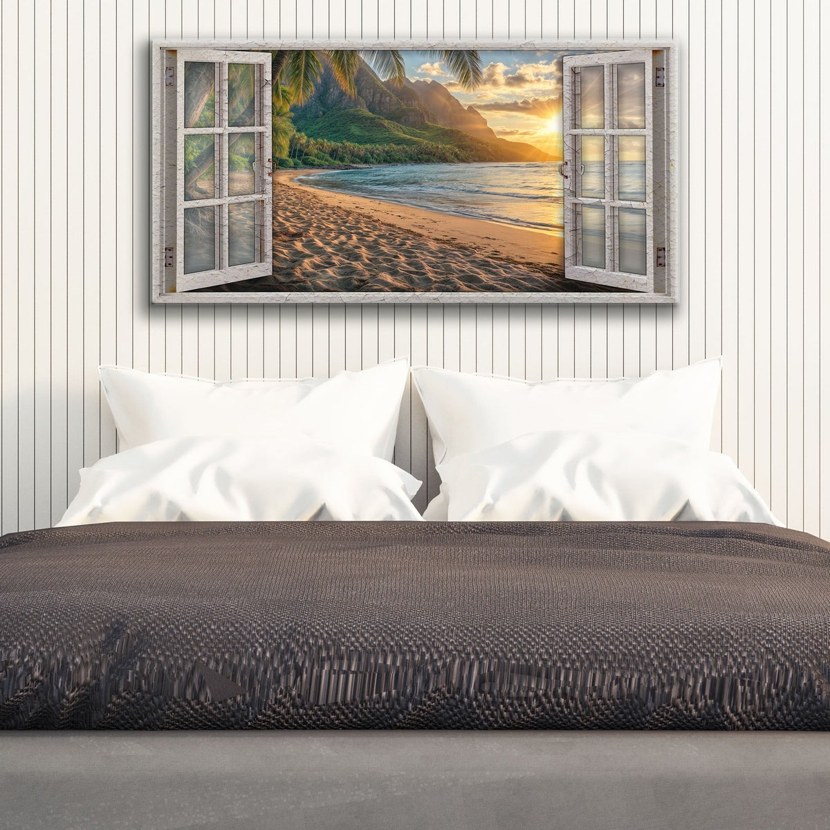 Beachfront Dreams Window Scenery Canvas Wall Art