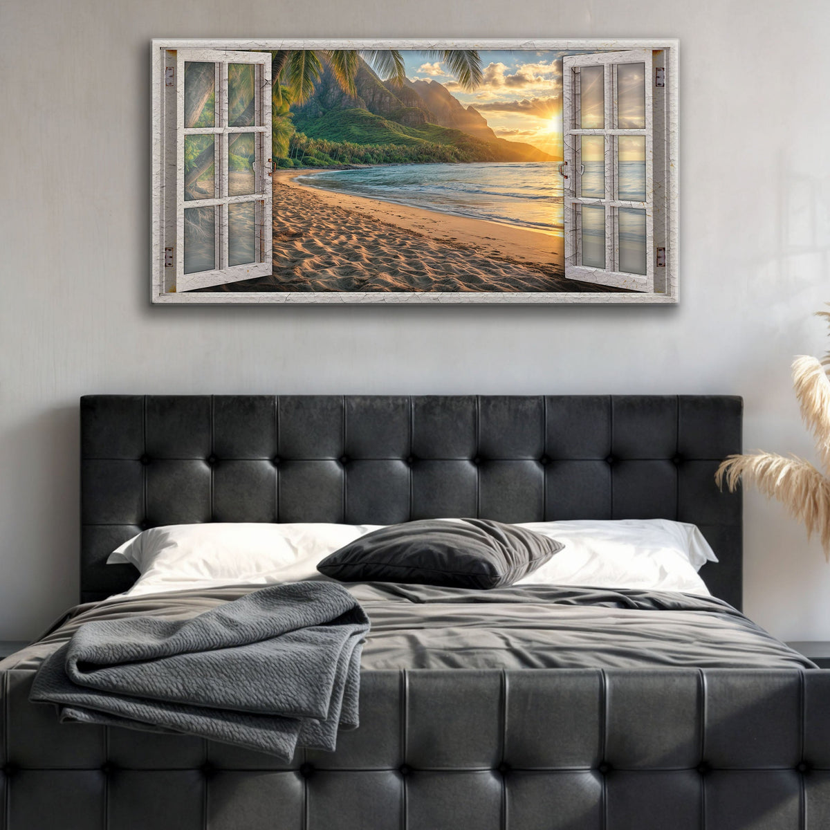 Beachfront Dreams Window Scenery Canvas Wall Art