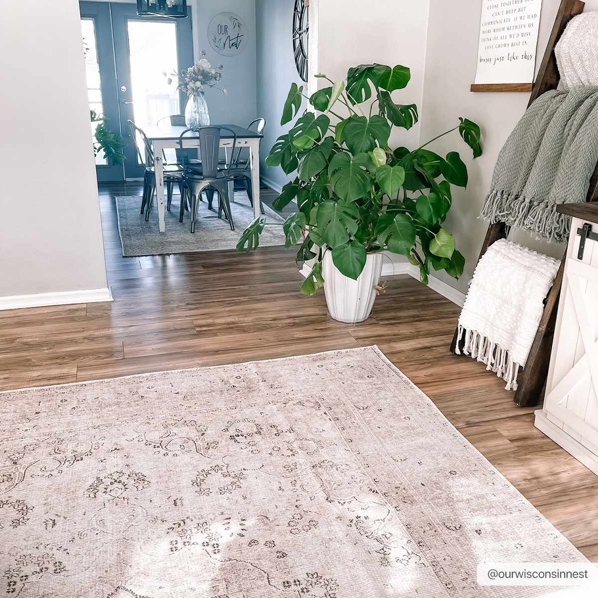 Bethany Vintage Flat Pile Washable Rug