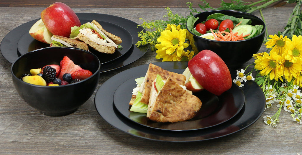 6pc Melamine Dinner Plate Set, Black