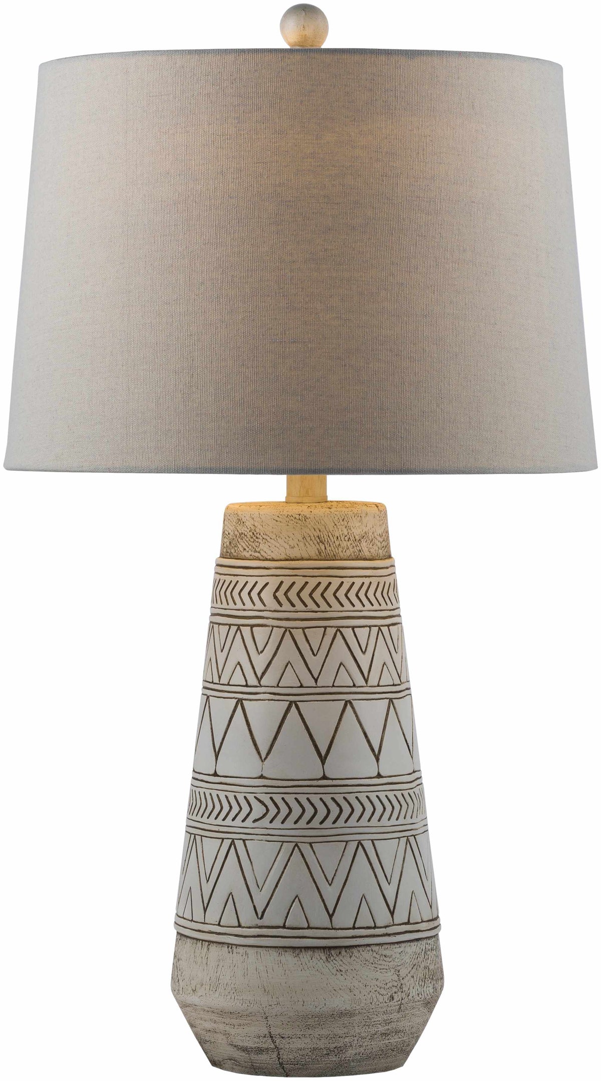 Camaligan Tan and Cream Resin Table Lamp with Linen Shade
