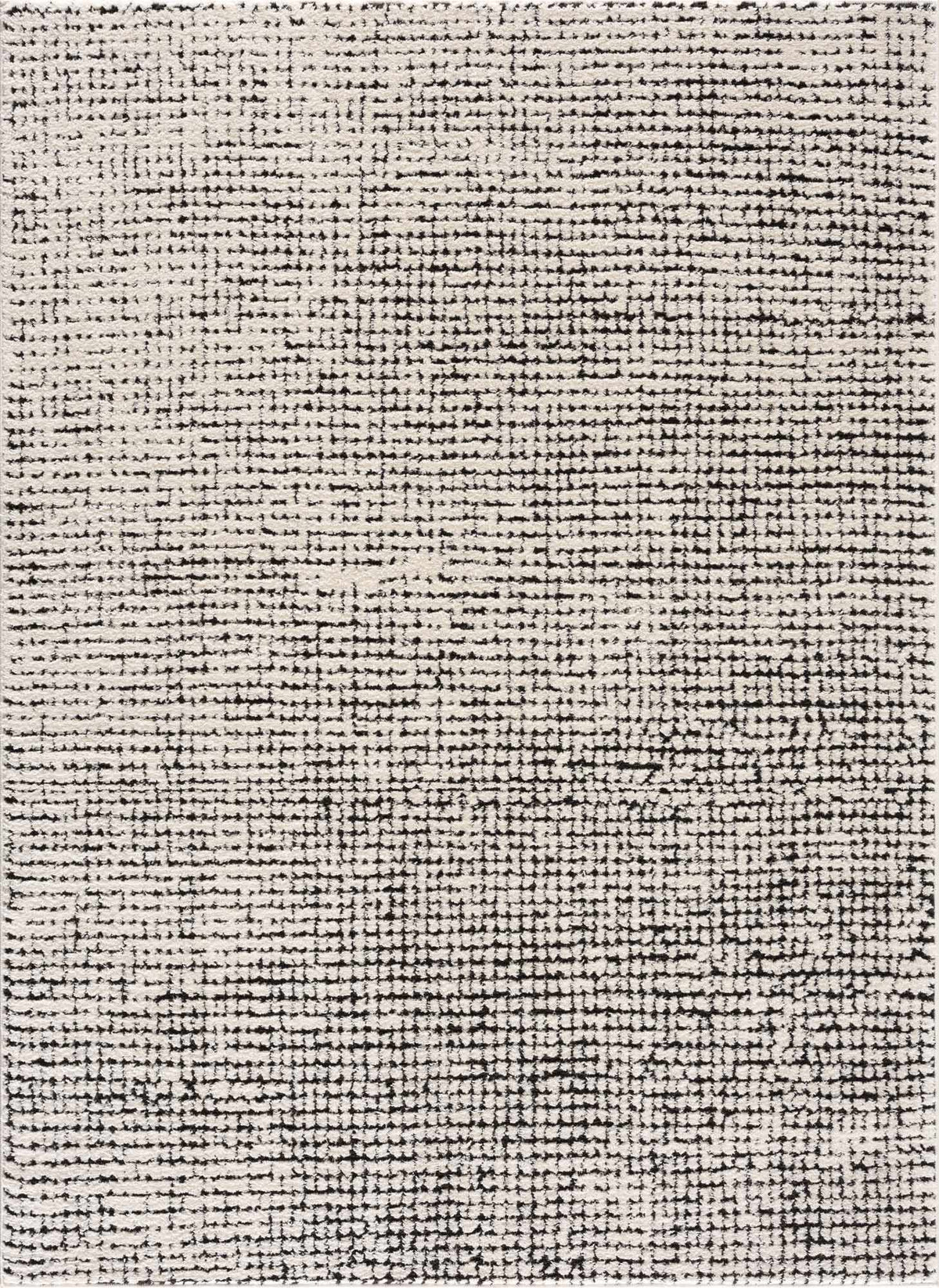 Keita Cream & Black Grid Plush Rug