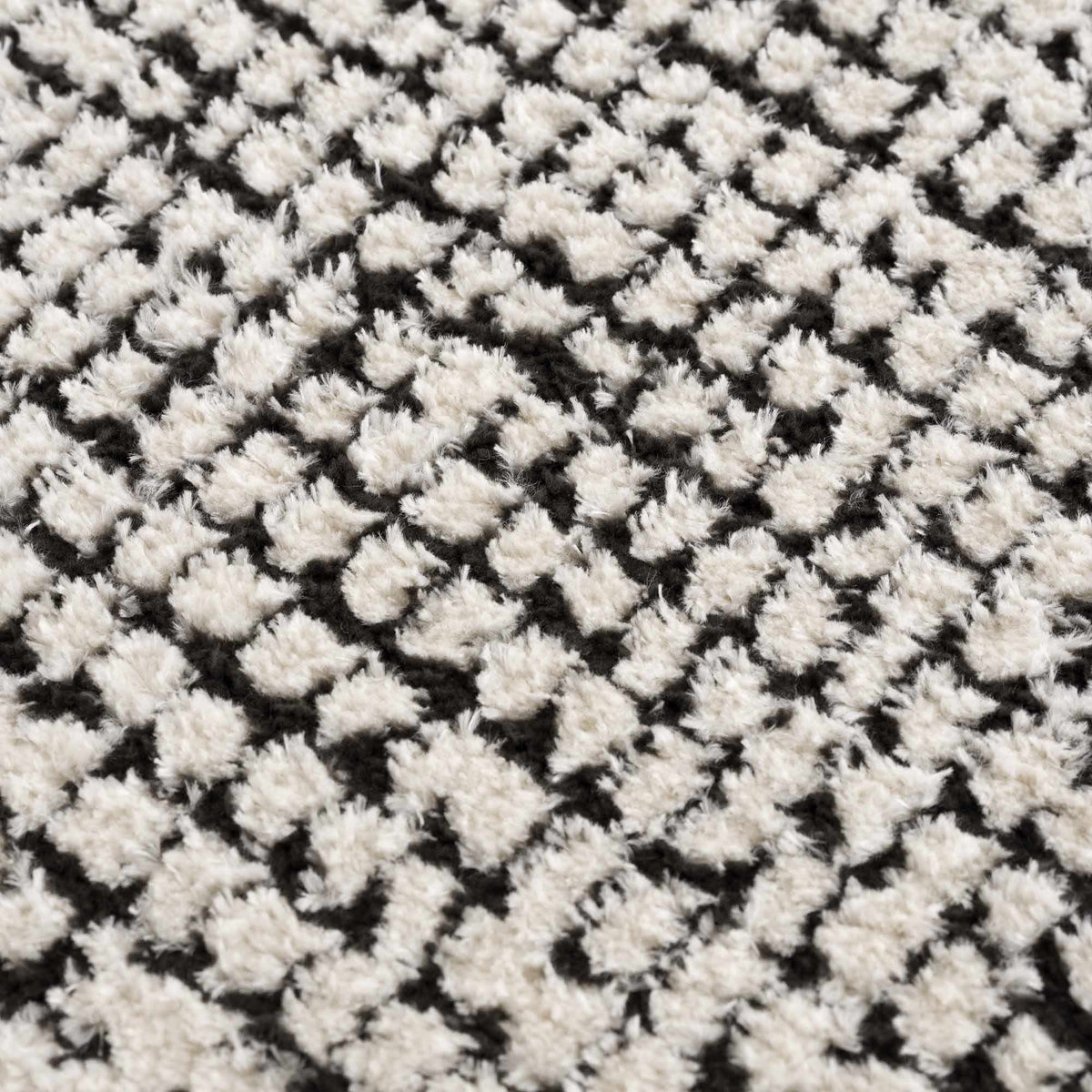 Keita Cream & Black Grid Plush Rug