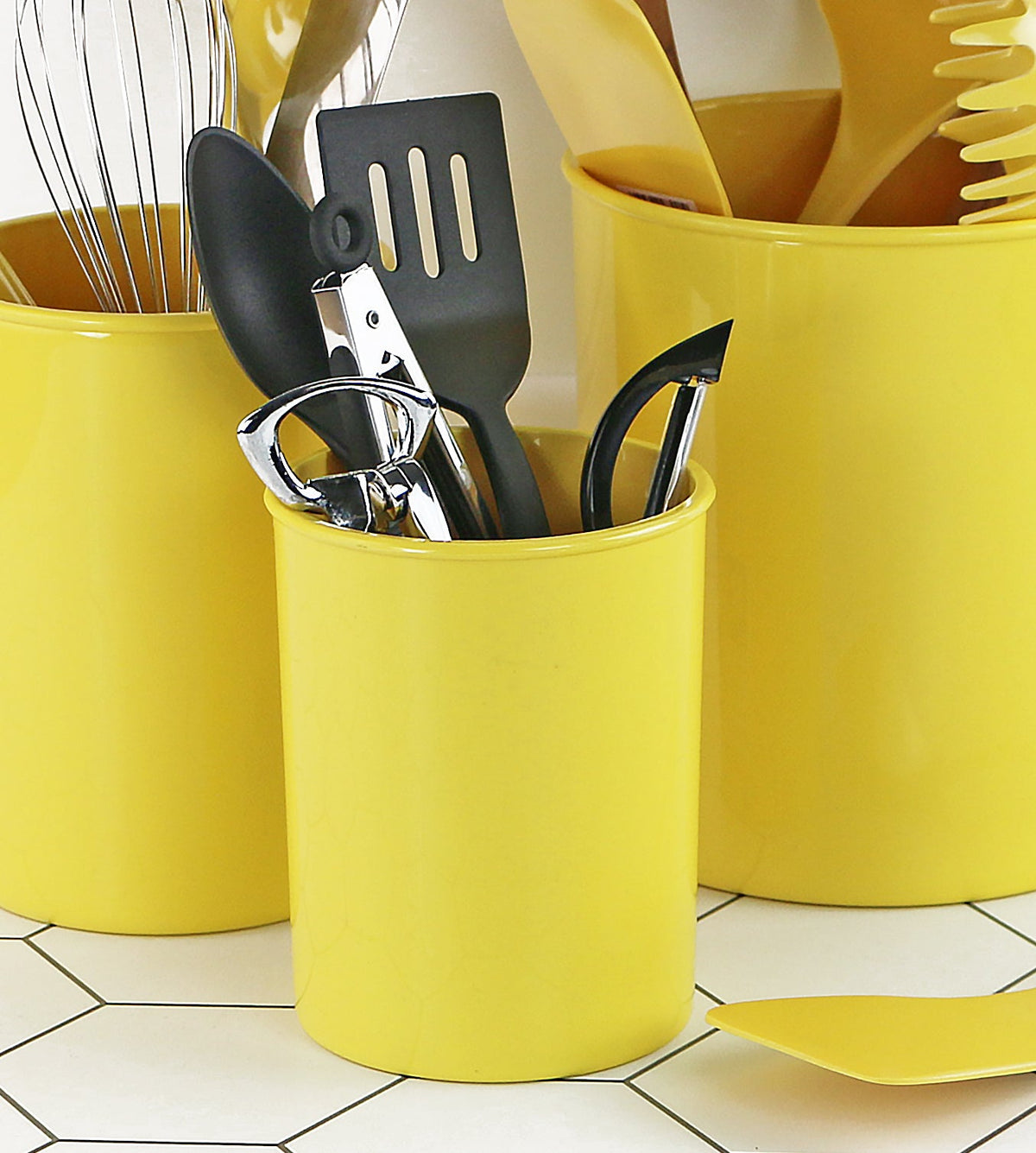 Mini Plastic Utensil Holder, Lemon