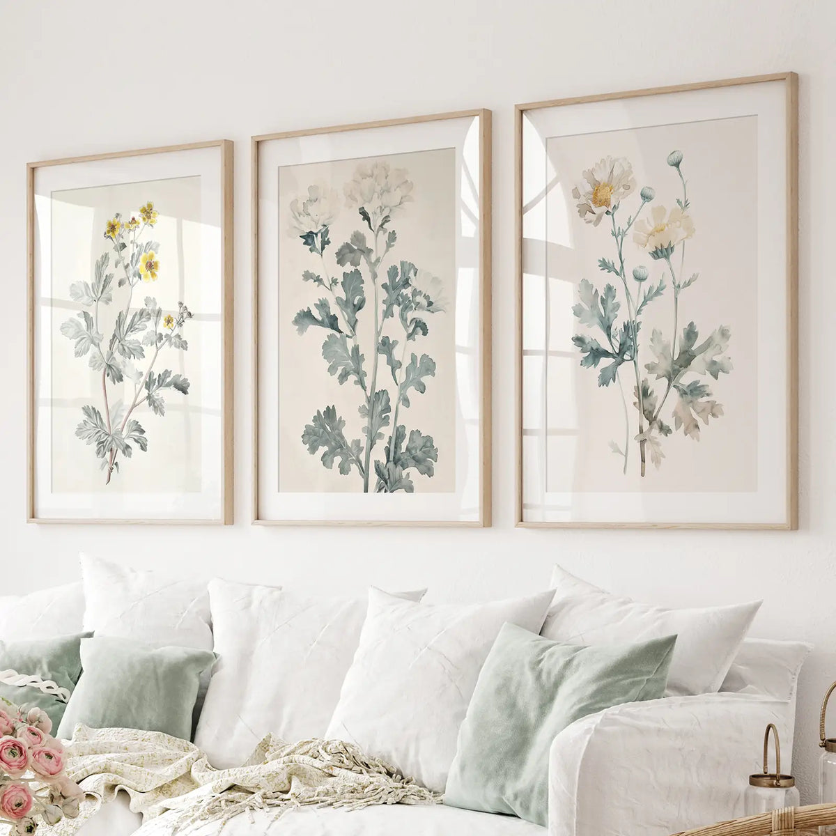 Meadow Flower Watercolor Wall Art Poster Set