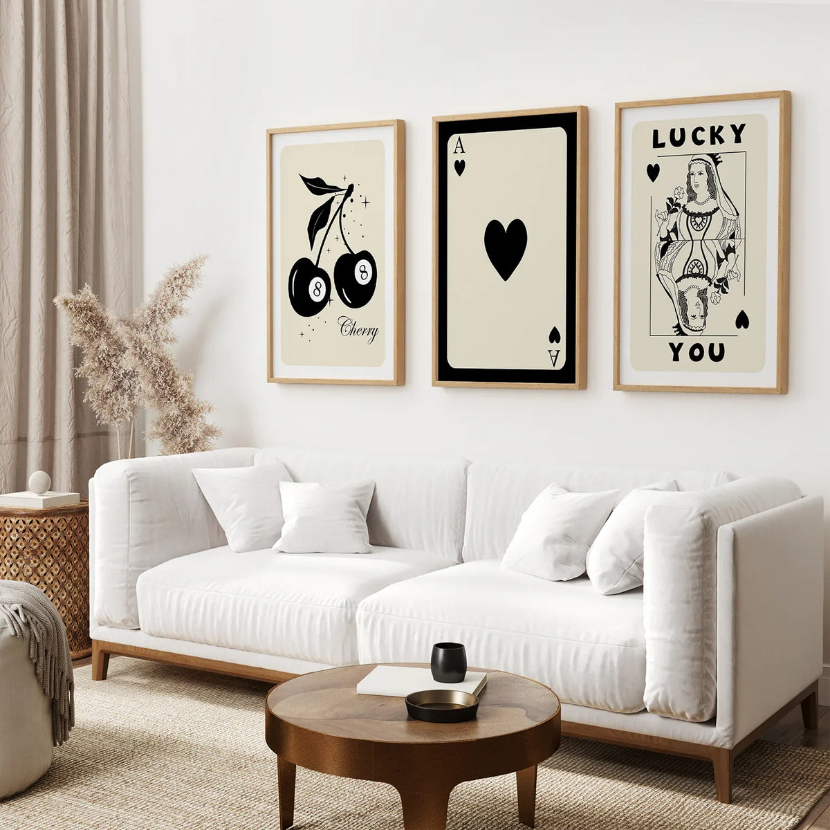 Beige Queen of Hearts Retro Wall Art Poster
