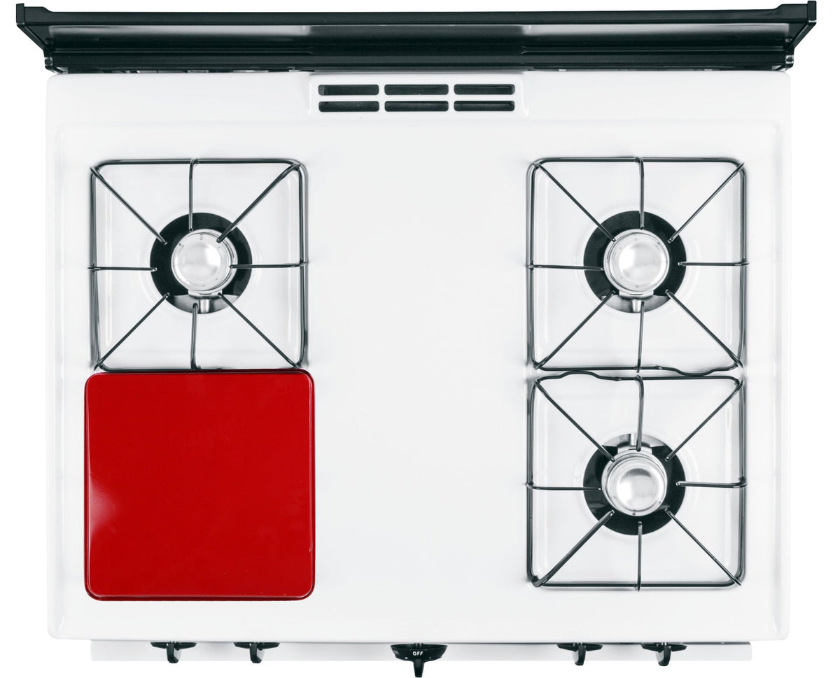 Reston Lloyd Calypso Basics 4-Piece Square Tin Burner Cover Set for Gas Stoves, Red