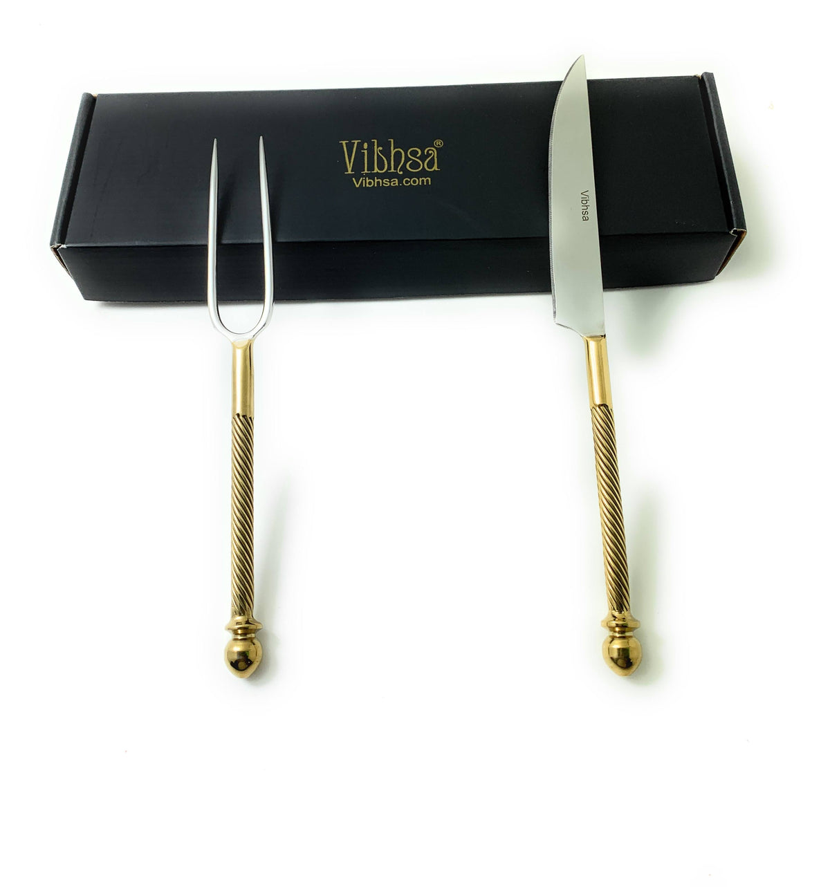 Vibhsa Stainless Steel Carving Knife, Carving Fork Set of 2