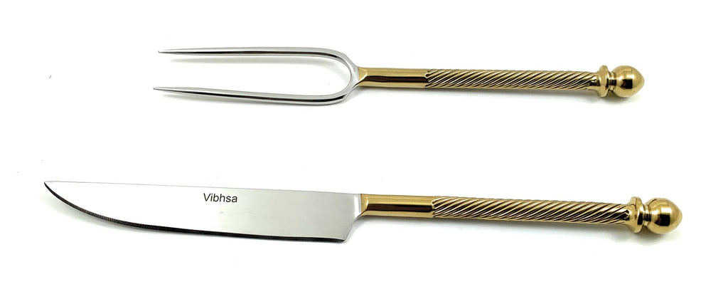 Vibhsa Stainless Steel Carving Knife, Carving Fork Set of 2