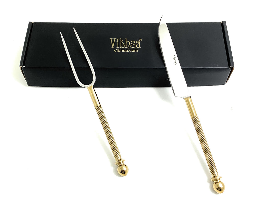 Vibhsa Stainless Steel Carving Knife, Carving Fork Set of 2
