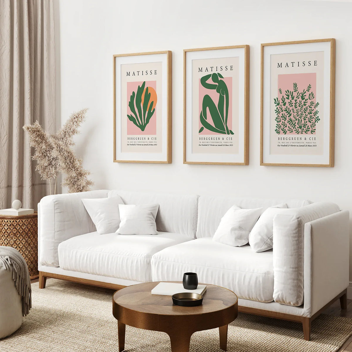 Pink Green Matisse Abstract Wall Prints Set