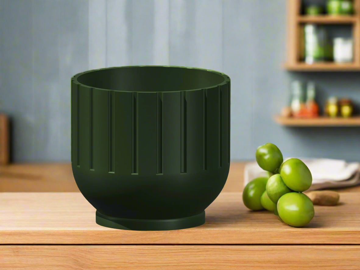 Modern Indoor Planter with Drainage – 3D Printed Fluted Plant Pot, Vertical Ribbed Design, Minimalist Decor Accent, Mid-Bubble