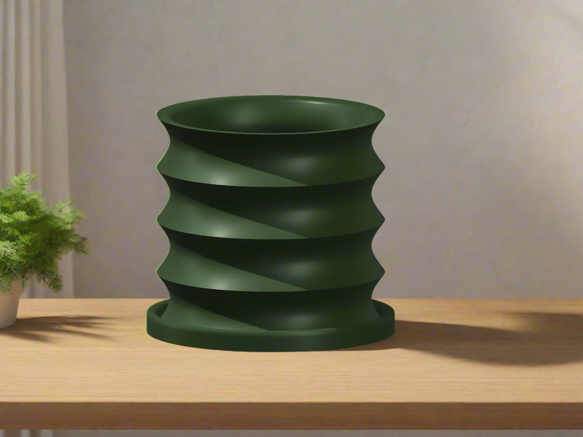 BRIM Wavy 3D-Printed Indoor Planter with Drainage