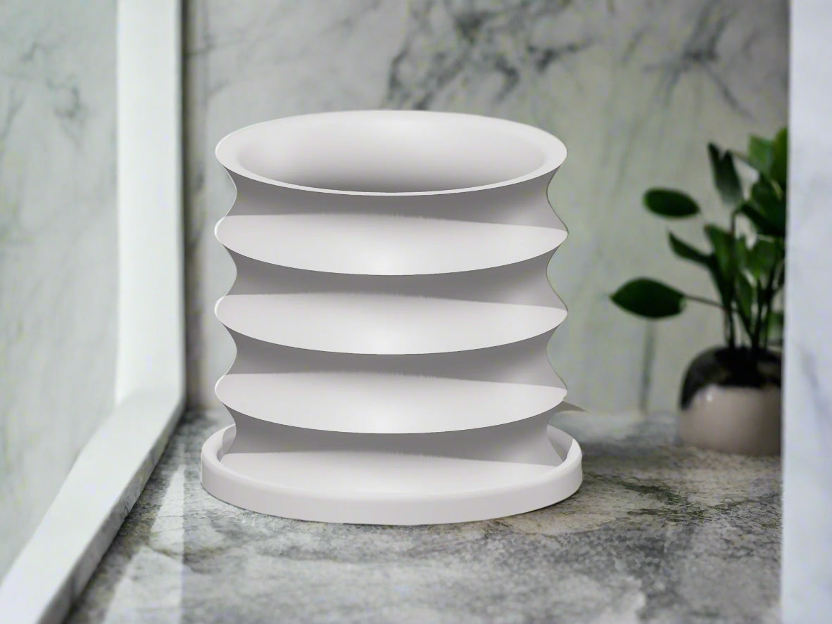 BRIM Wavy 3D-Printed Indoor Planter with Drainage