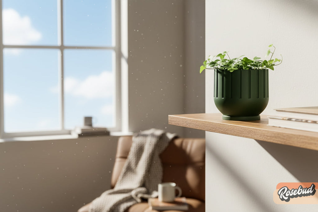 Modern Indoor Planter with Drainage – 3D Printed Fluted Plant Pot, Vertical Ribbed Design, Minimalist Decor Accent, Mid-Bubble