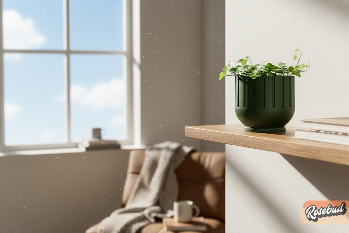 Modern Indoor Planter with Drainage – 3D Printed Fluted Plant Pot, Vertical Ribbed Design, Minimalist Decor Accent, Mid-Bubble