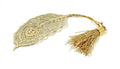 Feather Bookmark with Tassel Gold Finish Set of 6