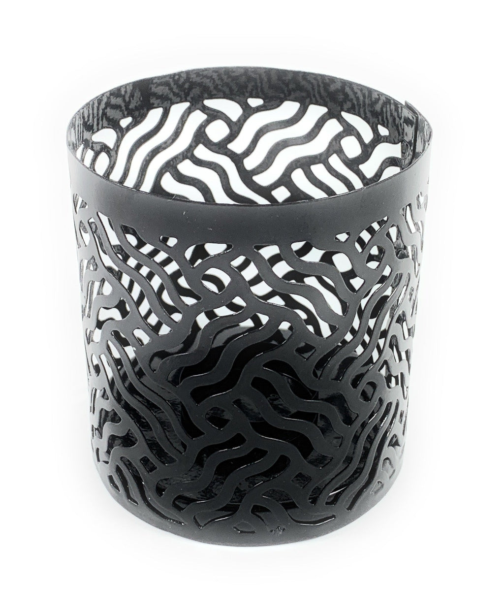 Vibhsa Votive Candle Holders | Set of 3, Black, Grey & Gold, Laser-Cut Design