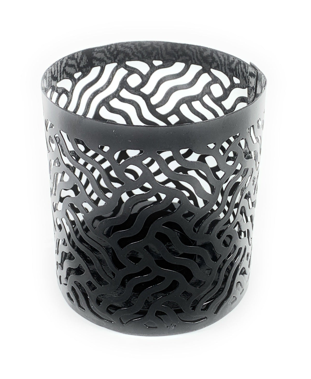 Vibhsa Votive Candle Holders | Set of 3, Black, Grey & Gold, Laser-Cut Design