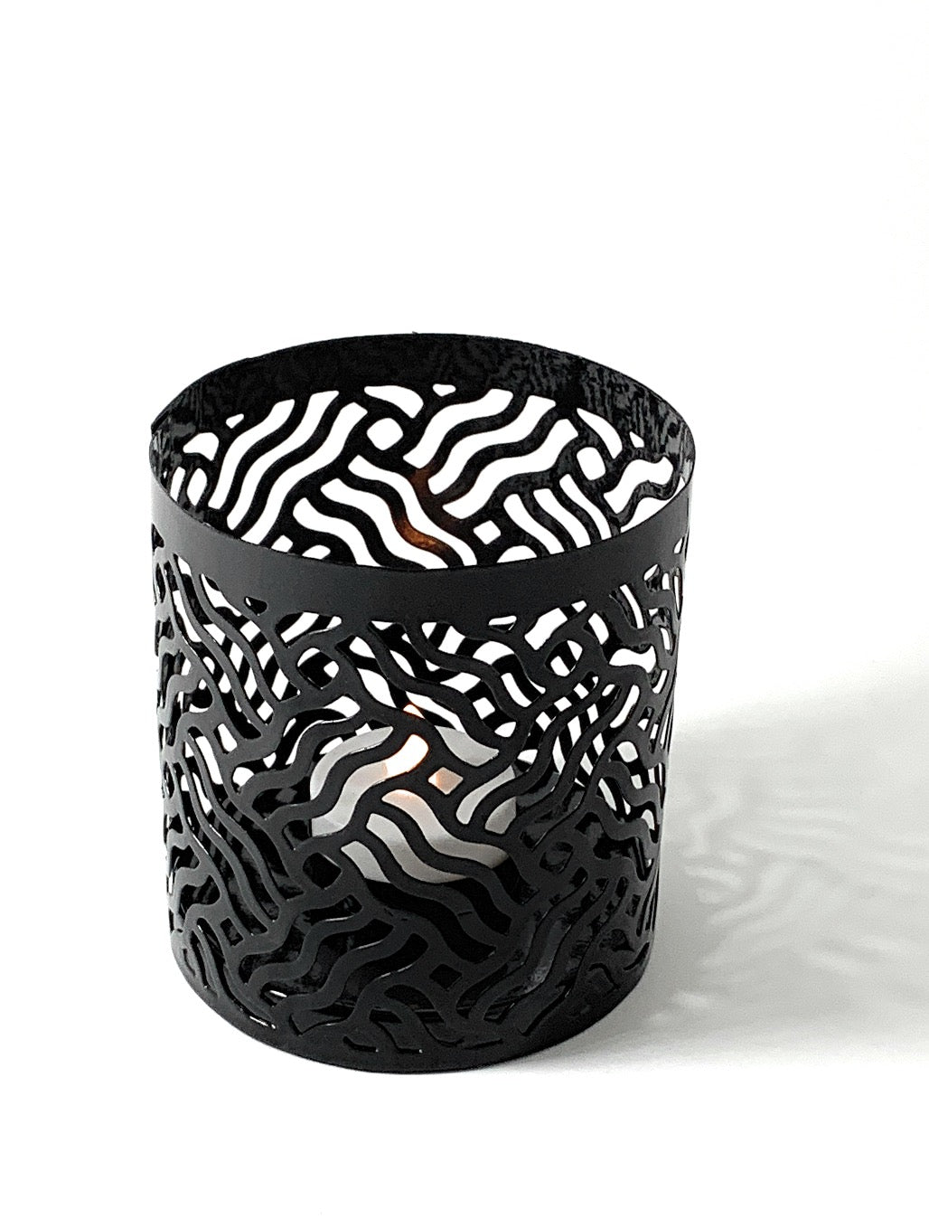 Vibhsa Votive Candle Holders | Set of 2, Grey, Laser-Cut Design