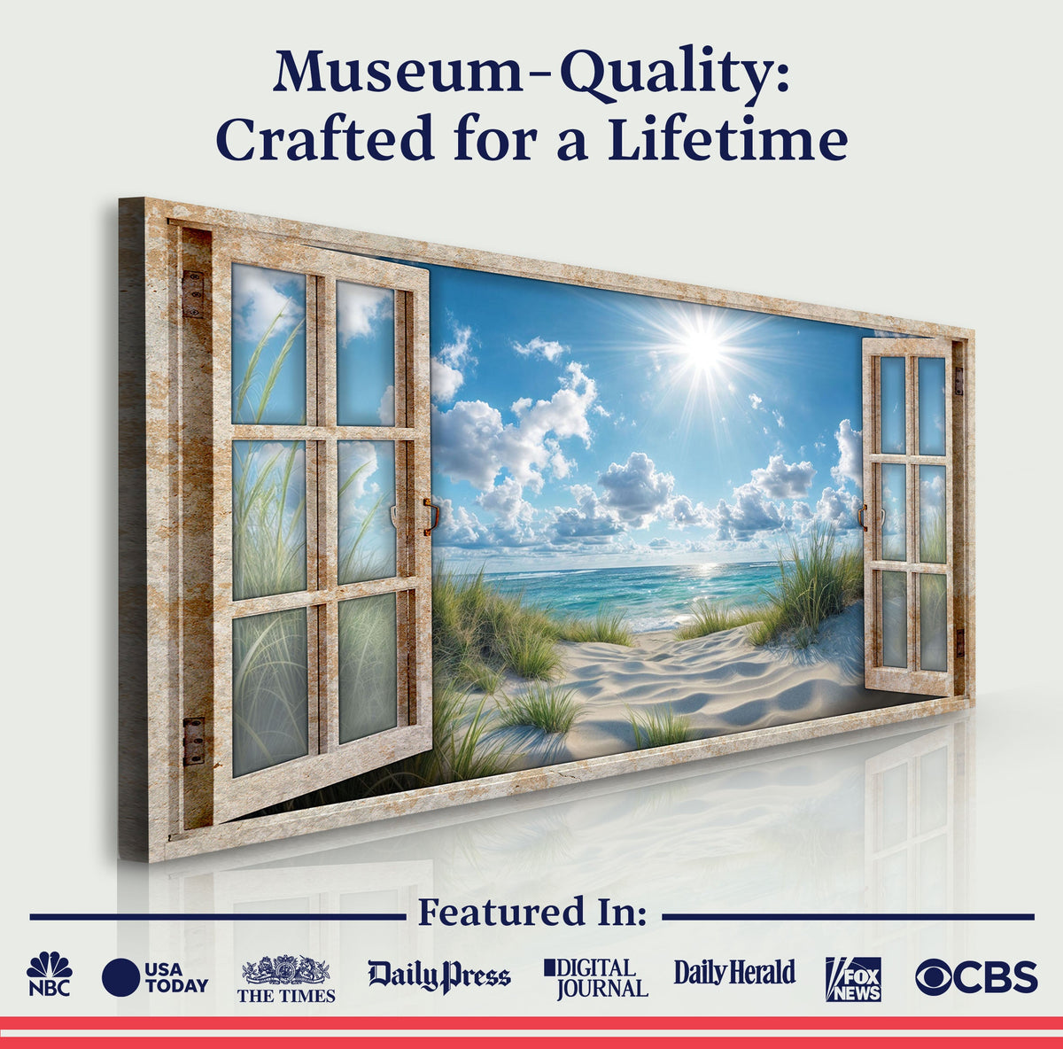 Morning Beach Window Scenery Canvas Wall Art