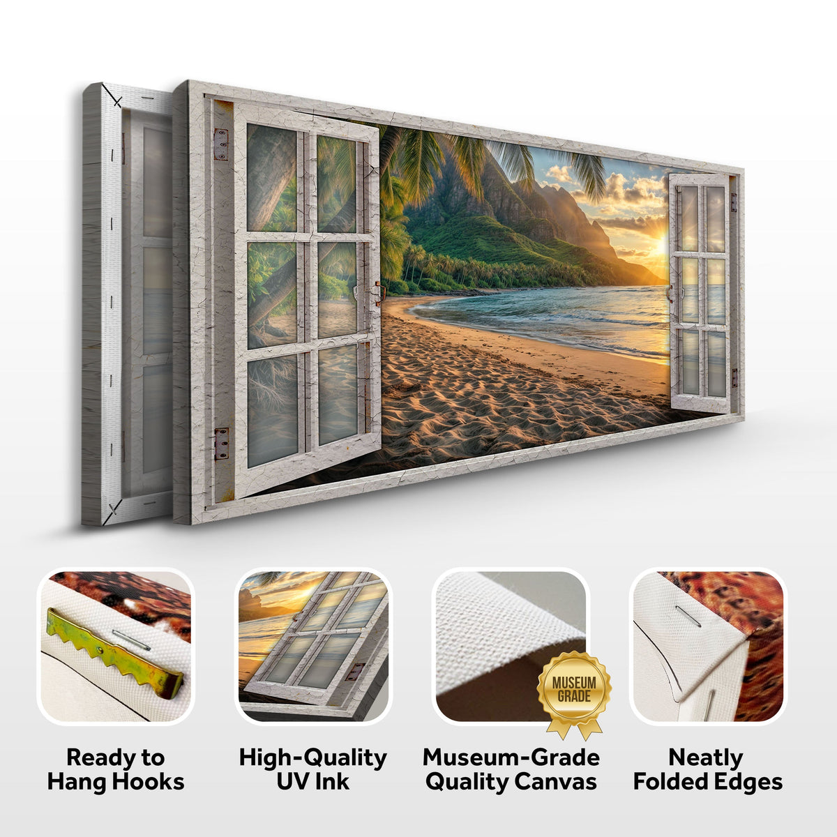 Beachfront Dreams Window Scenery Canvas Wall Art