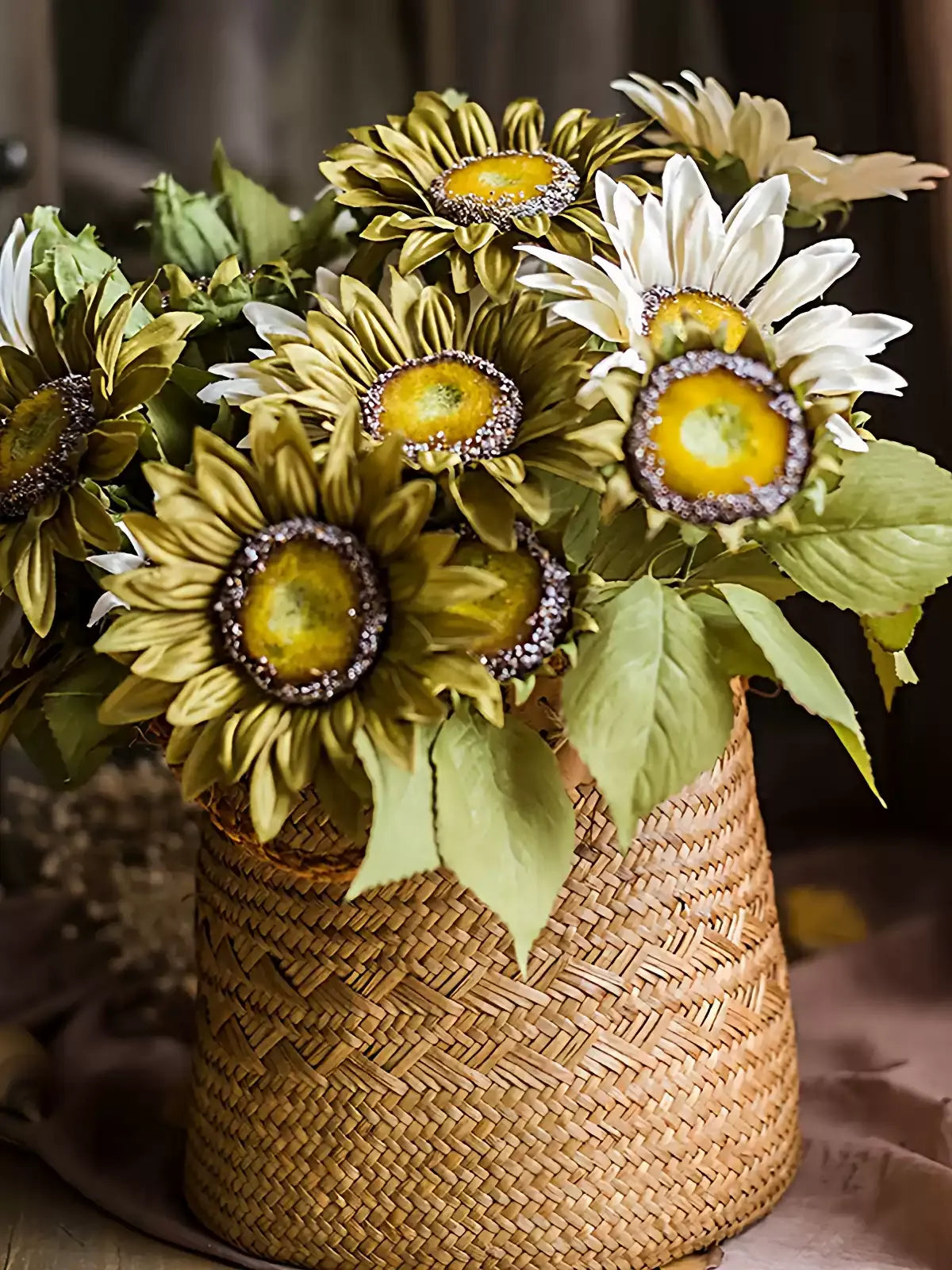 Artificial Painterly Sunflower Bouquet – 20"