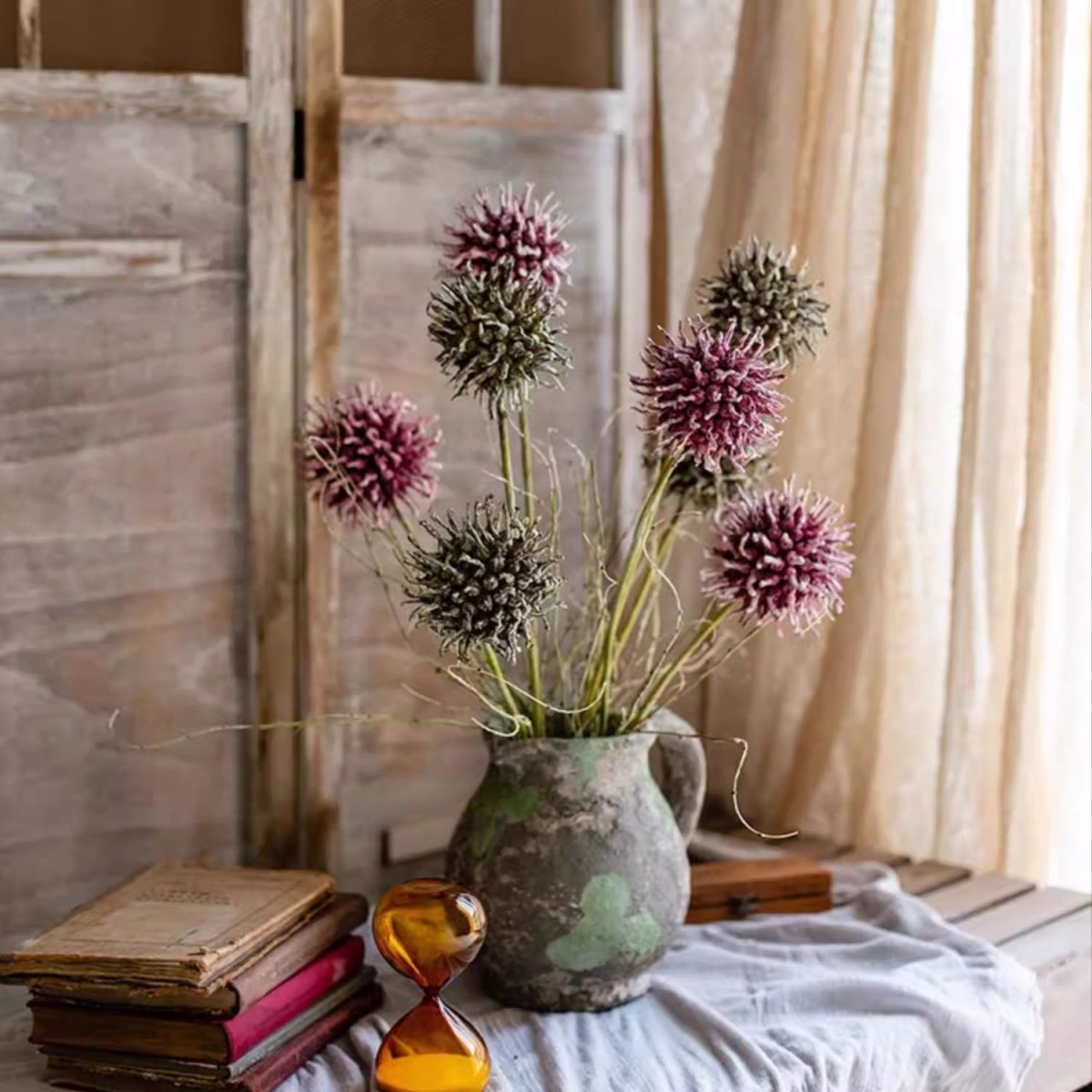 Artificial Rustic Thistle Pod Stem 27.5" Tall