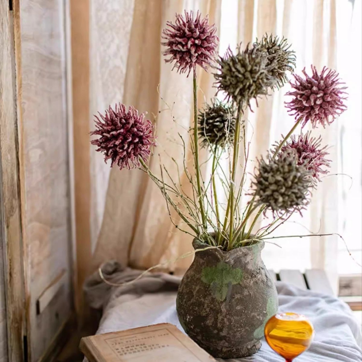 Artificial Rustic Thistle Pod Stem 27.5" Tall