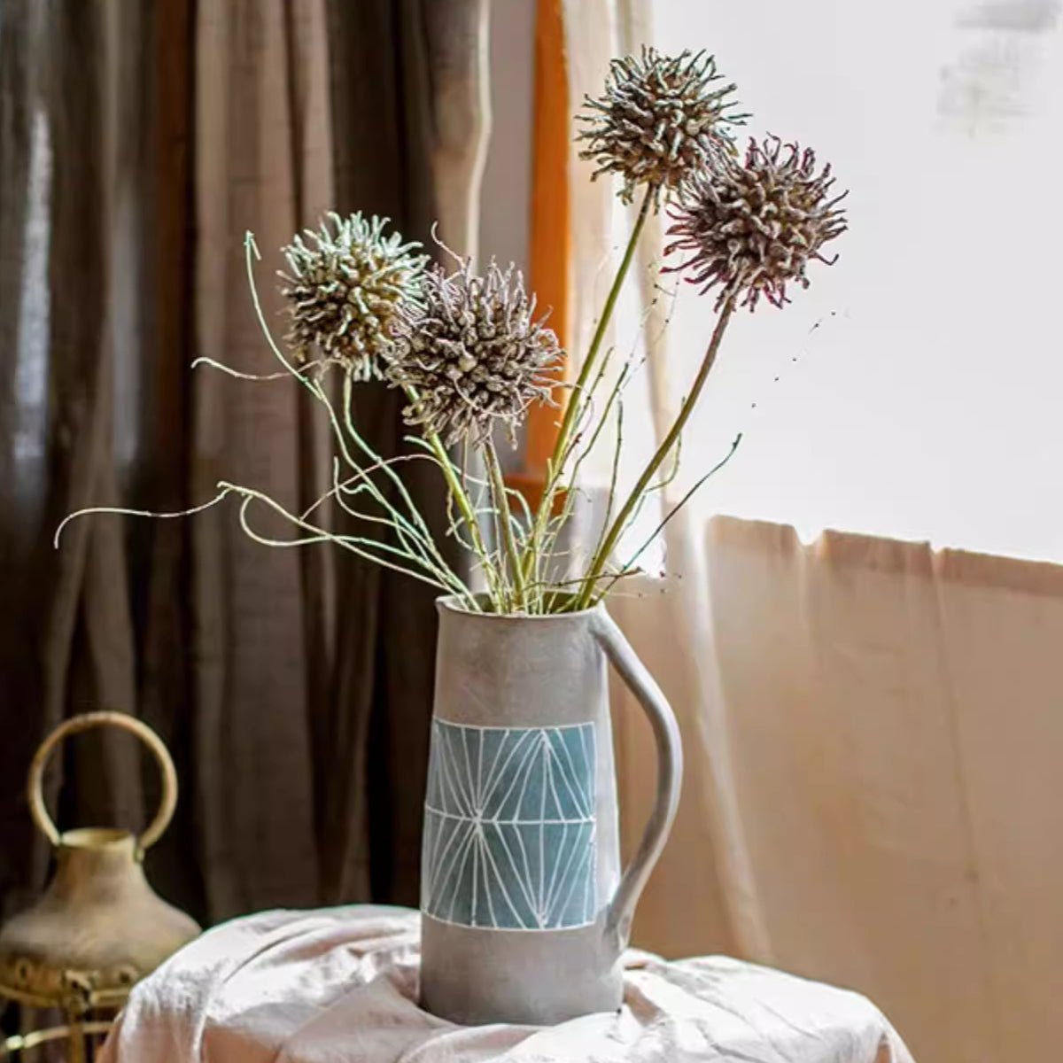 Artificial Rustic Thistle Pod Stem 27.5" Tall