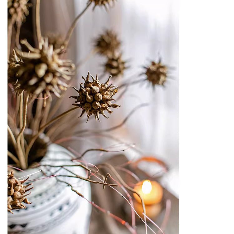 Artificial Thistle Seed Pod Stem 33" Tall
