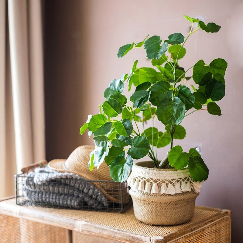 Artificial Silk Apple Banyan Leaf Tree in Pot