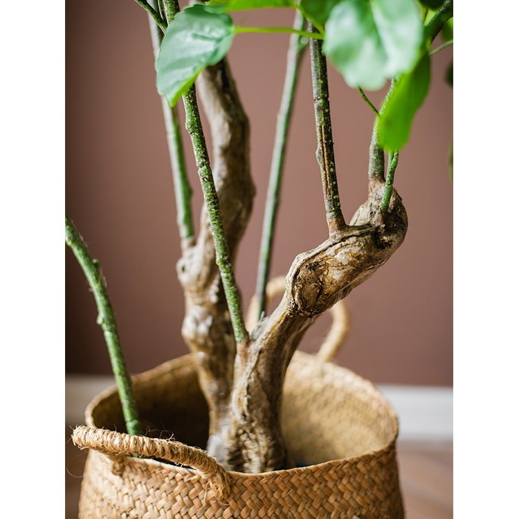 Artificial Silk Apple Banyan Leaf Tree in Pot