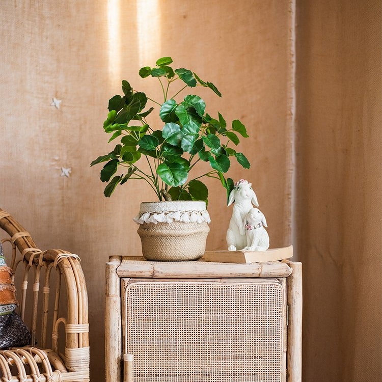 Artificial Silk Apple Banyan Leaf Tree in Pot