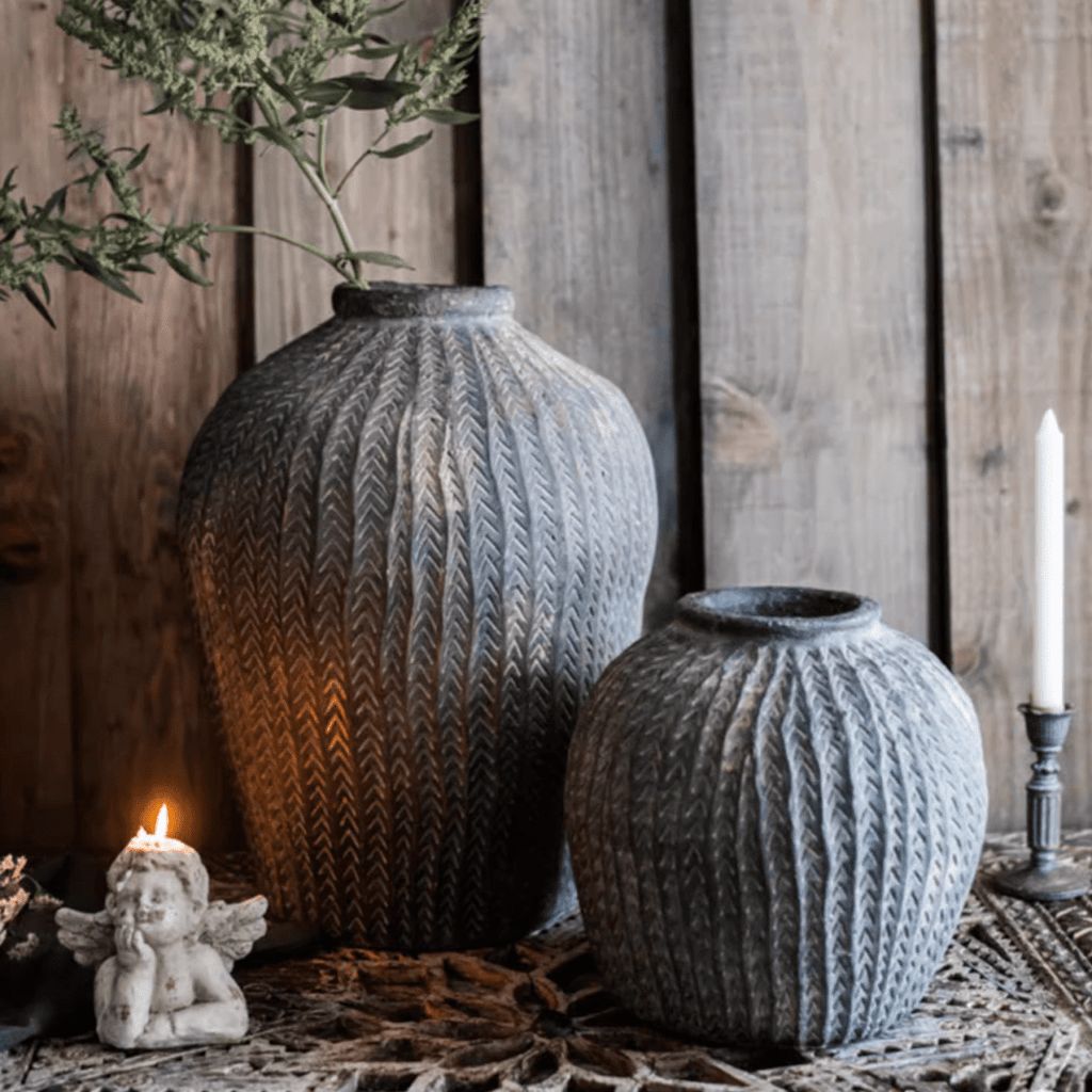 Artisan Handcrafted Antique-Style Concrete Vase