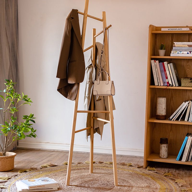 Solid Ash Wood Coat Rack 72.8" Tall