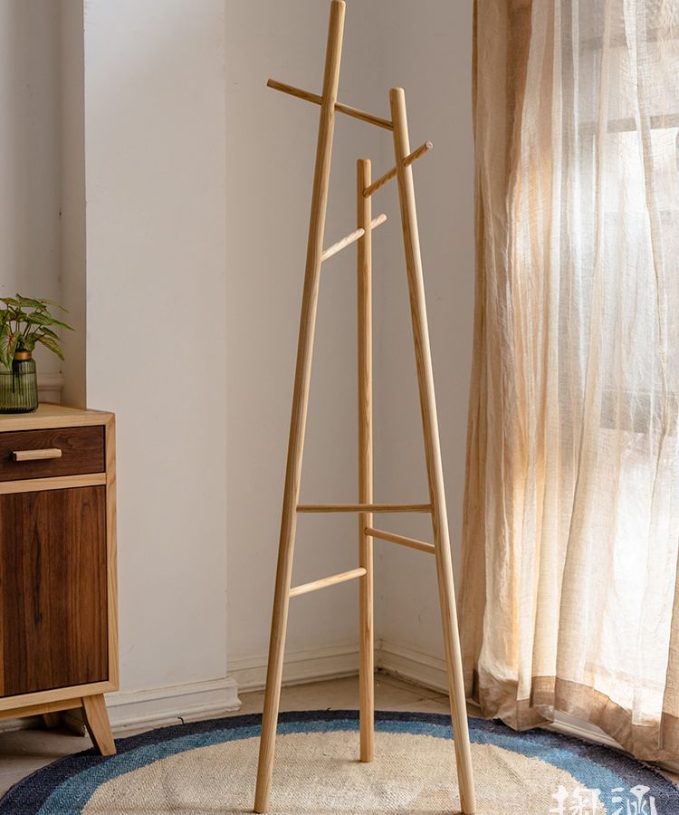 Solid Ash Wood Coat Rack 72.8" Tall