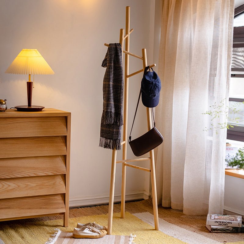 Solid Ash Wood Coat Rack 72.8" Tall