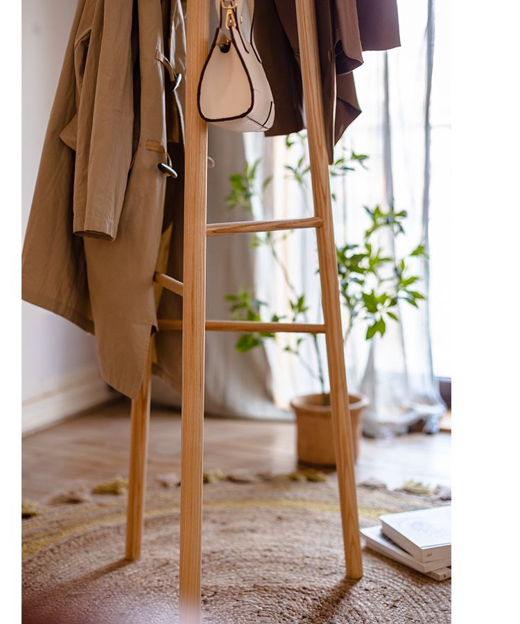 Solid Ash Wood Coat Rack 72.8" Tall